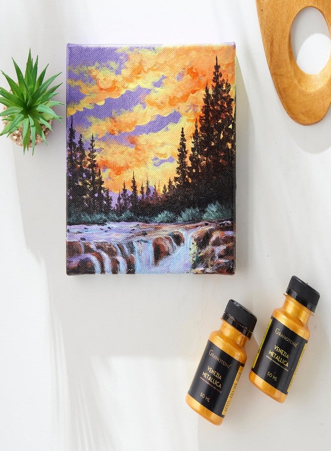 GRANOTONE Venezia Acrylic Metallic Gold Paint 50 ml Non Fading Shimmering with Rich Pigments Non Toxic Colours Ideal for Kids Artist Beginners - Image 4